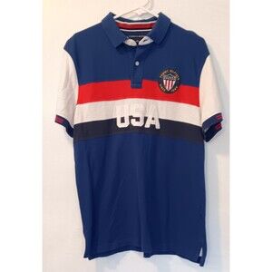 Tommy Hilfiger USA Olympic Men's Red/White/Blue Polo, Size Lg.